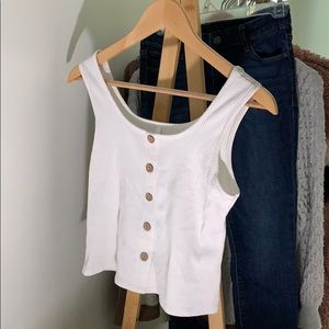 White Ribbed Crop Top
